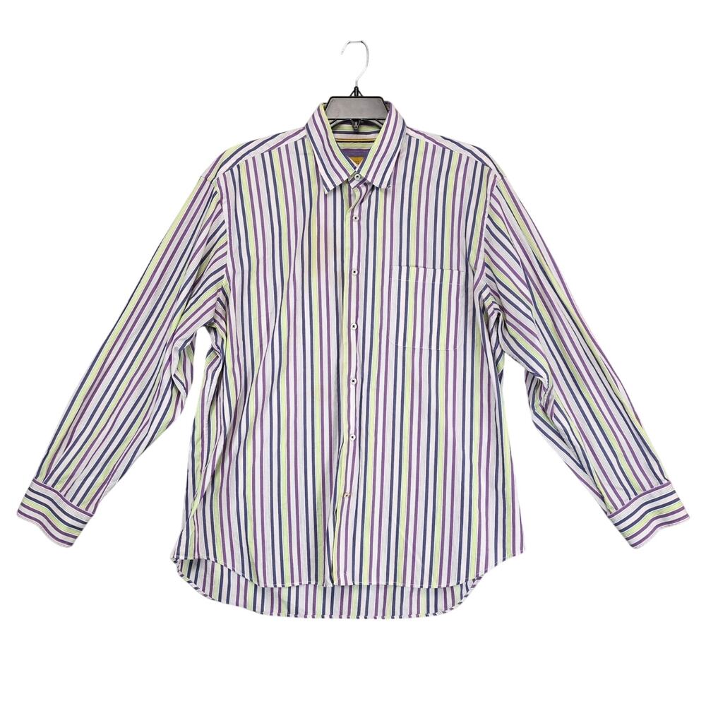 Robert Talbott Carmel Men's‎ XL Striped Button Up Dress Shirt Preppy Career